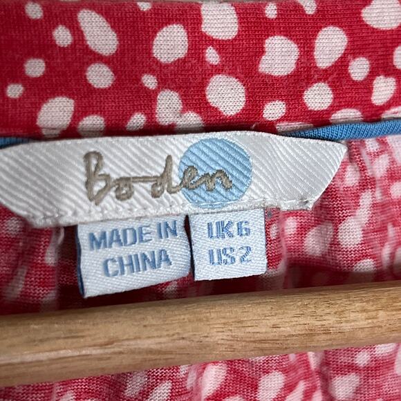 Boden Women’s Pink Printed V-Neck Audrey Long Sleeve Top Size 2 - Picture 2 of 8